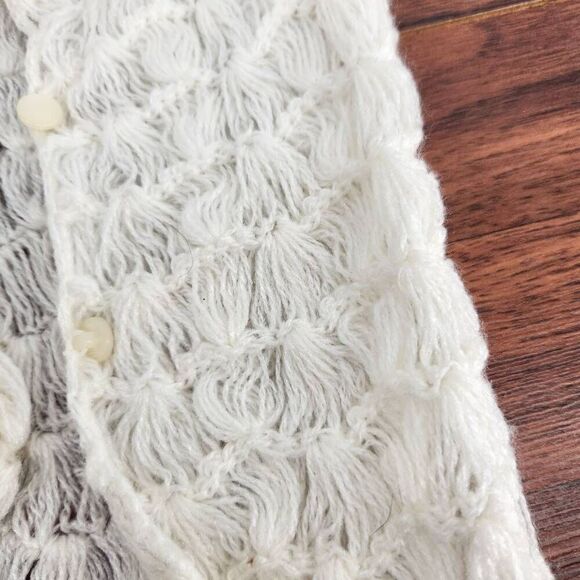 Vintage Acrylic Crocheted Baby Cardigan White Knit Little Loves by LlCo & Matchi - Picture 5 of 7